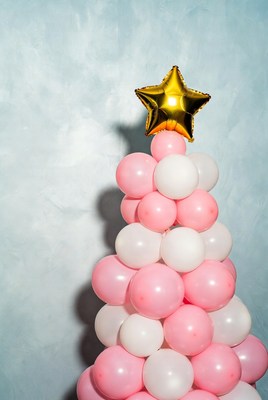 Balloon decoration in pink and white