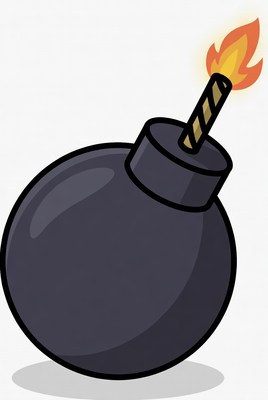 Cartoon bomb with lit fuse