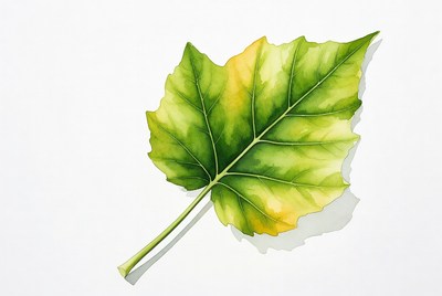 Green leaf on white background