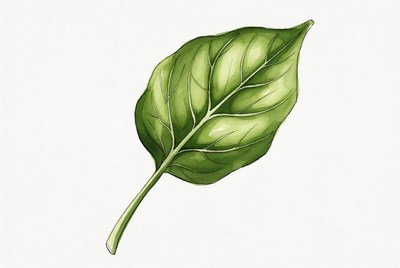 Green leaf on light background