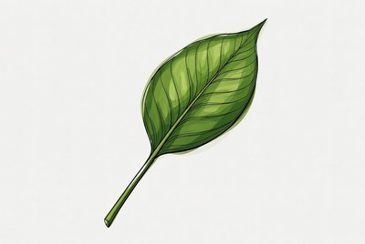 Green leaf with clear veins and stem