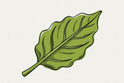 Green leaf on a plain background