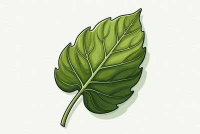 Leaf with detailed design on white background