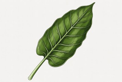 Illustration of a green leaf on plain background