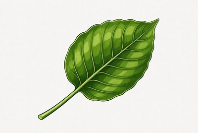 Simple green leaf on a light background