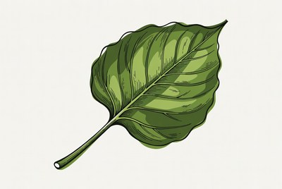 Green leaf on plain background