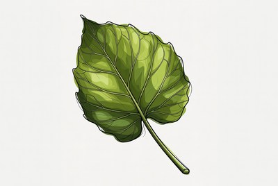 Green leaf close up on plain background