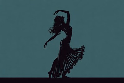 Dancer in black dress performs