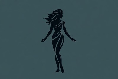 Silhouette of a woman in motion
