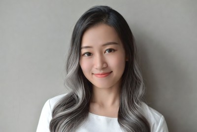 Woman with long gray hair