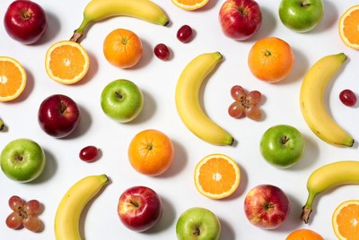 Fruit arrangement on white background