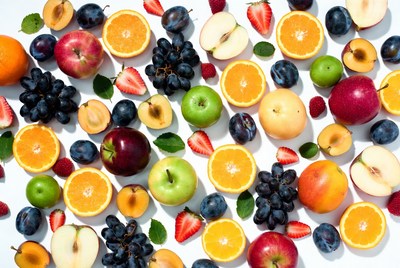 Colorful fruit arrangement on table