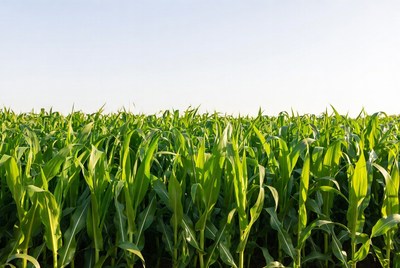 Corn field under clear sky during daytime