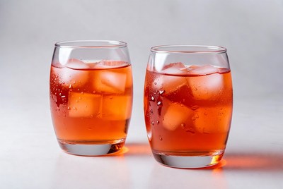 Two glasses of cold drink with ice
