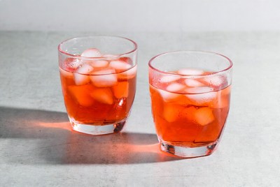 Refreshing drinks served in glasses