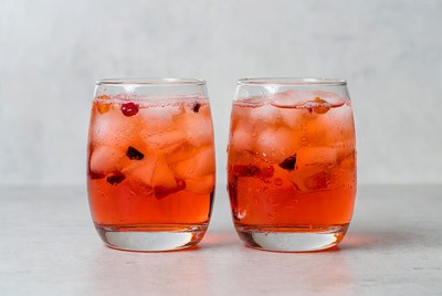 Refreshing drinks in clear glasses