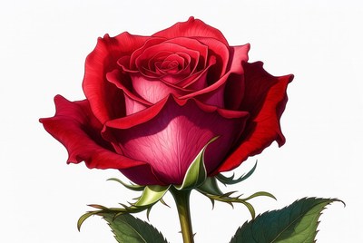 Red rose in bloom at a garden