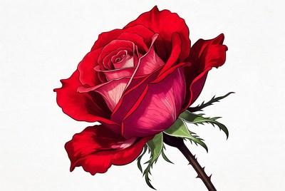 Red rose with intricate details