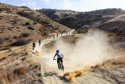 Biking on dusty trails in a canyon