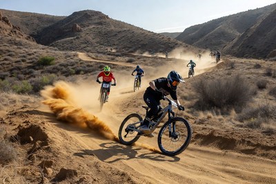 Mountain biking race in desert terrain