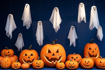 Halloween pumpkin and ghost display