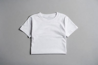 Plain white t-shirt on gray background
