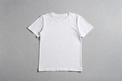 Plain white t-shirt on gray backdrop