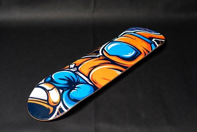 Skateboard with colorful design