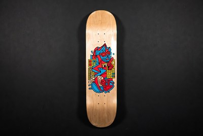 Skateboard with colorful design