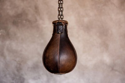Heavy bag hanging in gym