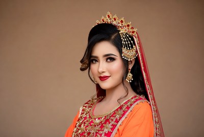 Woman in traditional dress posing