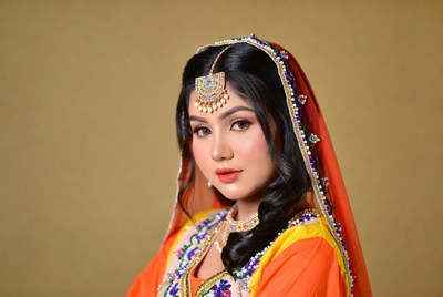 Woman in traditional dress posing