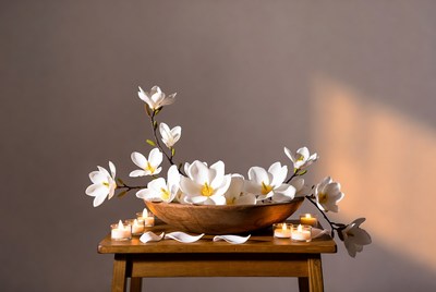 Flower arrangement on a wooden table