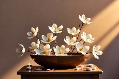 Flower arrangement in a bowl