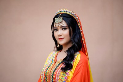 Woman in traditional dress at event