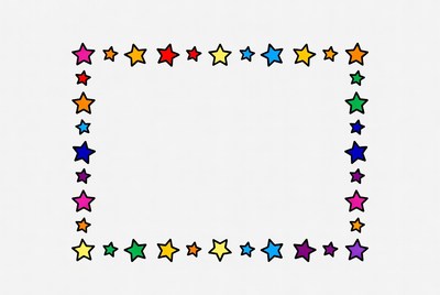 Colorful stars frame on white background