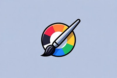 Colorful paintbrush logo design