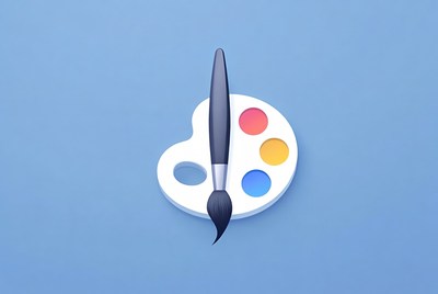 Artist tools on a blue background