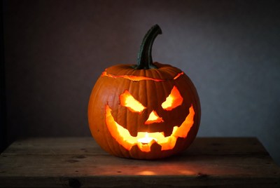 Carved pumpkin with light inside