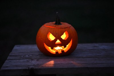 Halloween pumpkin with candle light