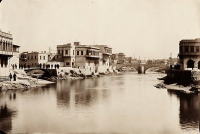 Old city view by the river