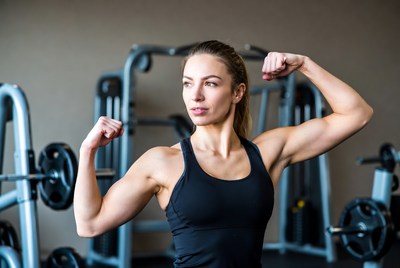 Strength training at gym with weights