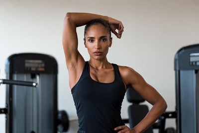 Woman posing in gym workout session
