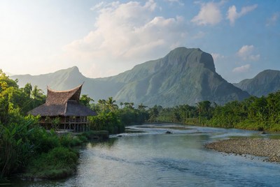 Beautiful mountain landscape near river