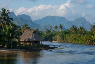 River view with mountain backdrop