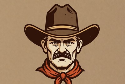 Cowboy wearing a hat and bandana