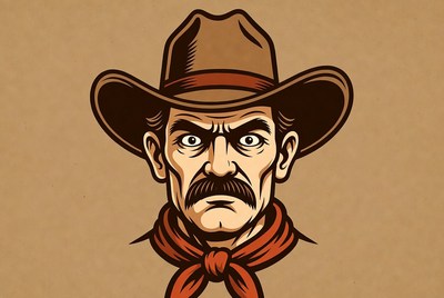 Cowboy with stern expression