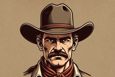 Cowboy portrait with hat and mustache