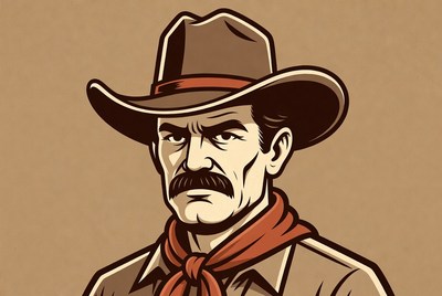 Cowboy portrait on plain background