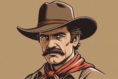 Cowboy with hat and mustache